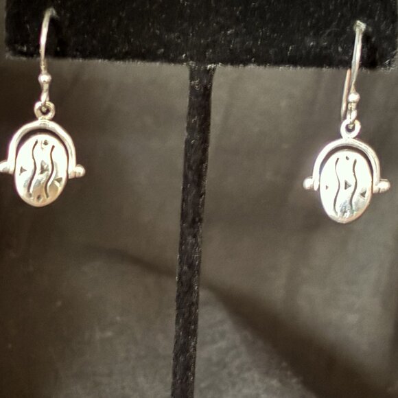 Sterling Silver 925 Reversible Turquoise Drop Earrings Boho - Picture 2 of 2